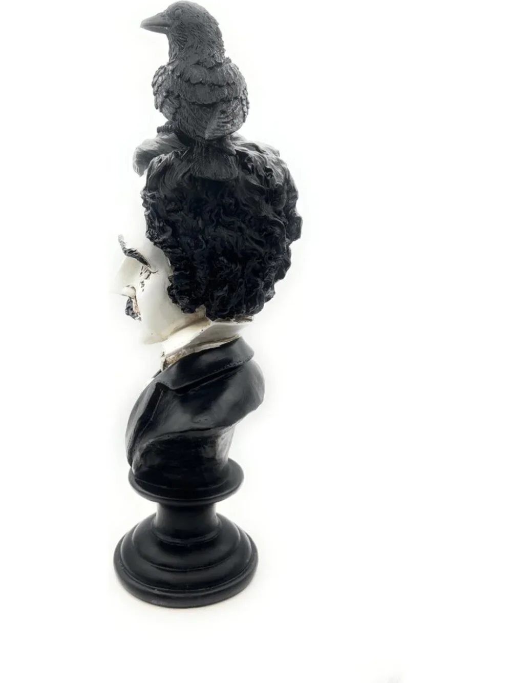 Gothic Edgar Allan Poe Bust Statue - Raven Figurine for Literary & Victorian